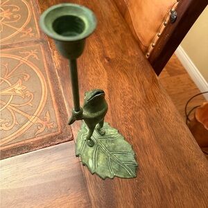 Green Frog Candle Holder